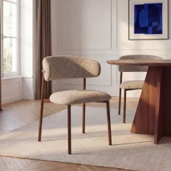 Drawer ARIA Lot de 2 chaises en tissu pieds effet bois foncé