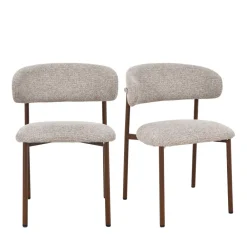 Drawer ARIA Lot de 2 chaises en tissu pieds effet bois foncé