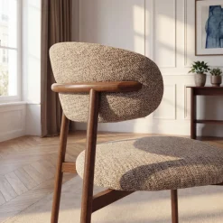 Drawer ARIA Lot de 2 chaises en tissu pieds effet bois foncé