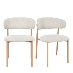 Drawer ARIA Lot de 2 chaises en tissu pieds effet bois clair