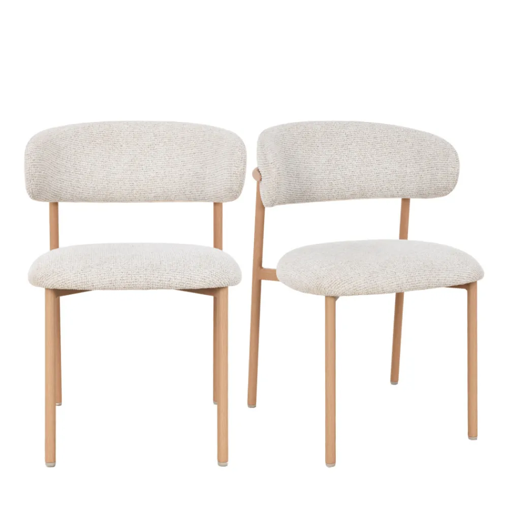 Drawer ARIA Lot de 2 chaises en tissu pieds effet bois clair
