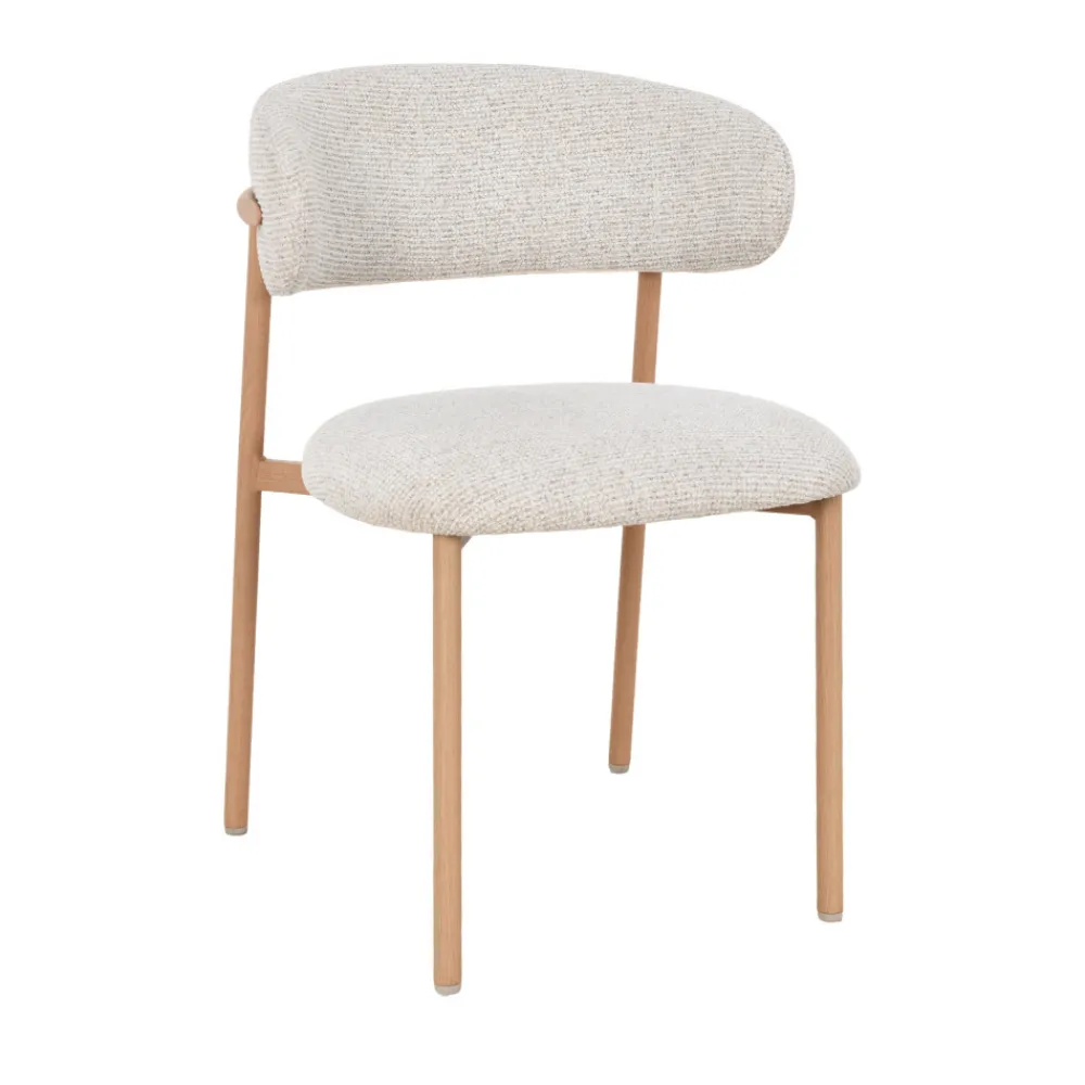 Drawer ARIA Lot de 2 chaises en tissu pieds effet bois clair