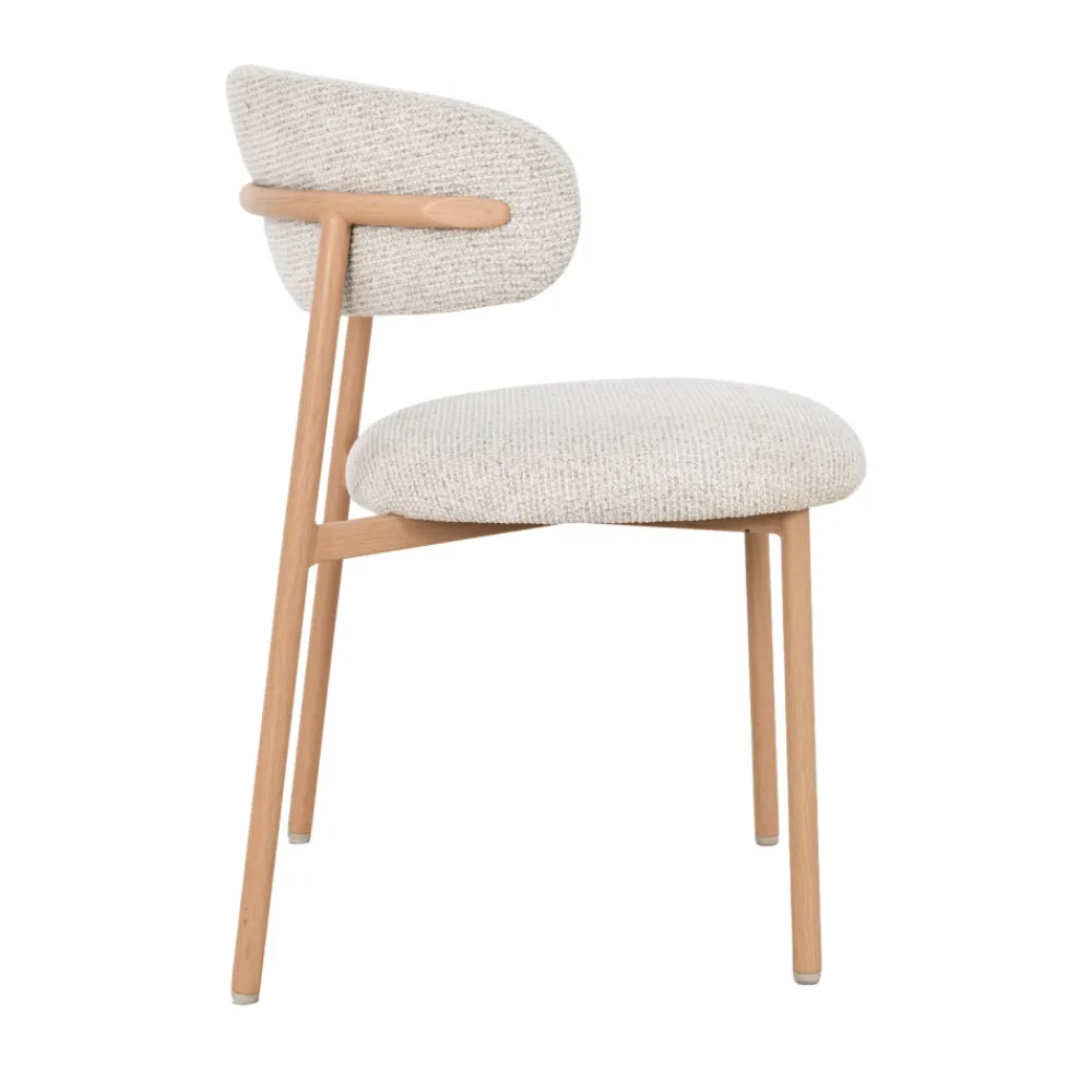 Drawer ARIA Lot de 2 chaises en tissu pieds effet bois clair