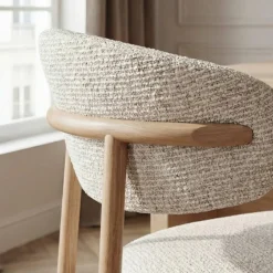 Drawer ARIA Lot de 2 chaises en tissu pieds effet bois clair