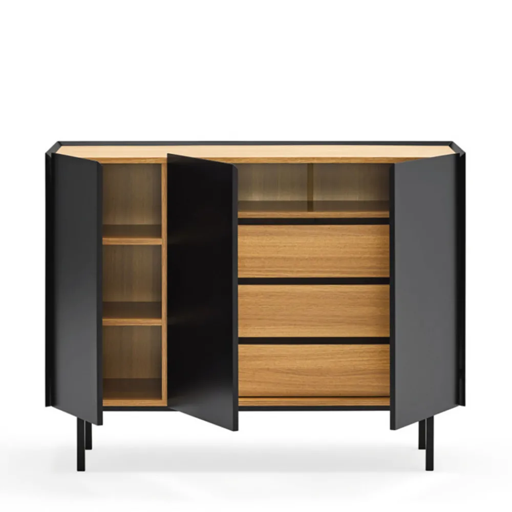 Teulat ARISTA Buffet en bois 3 portes 3 tiroirs L110cm