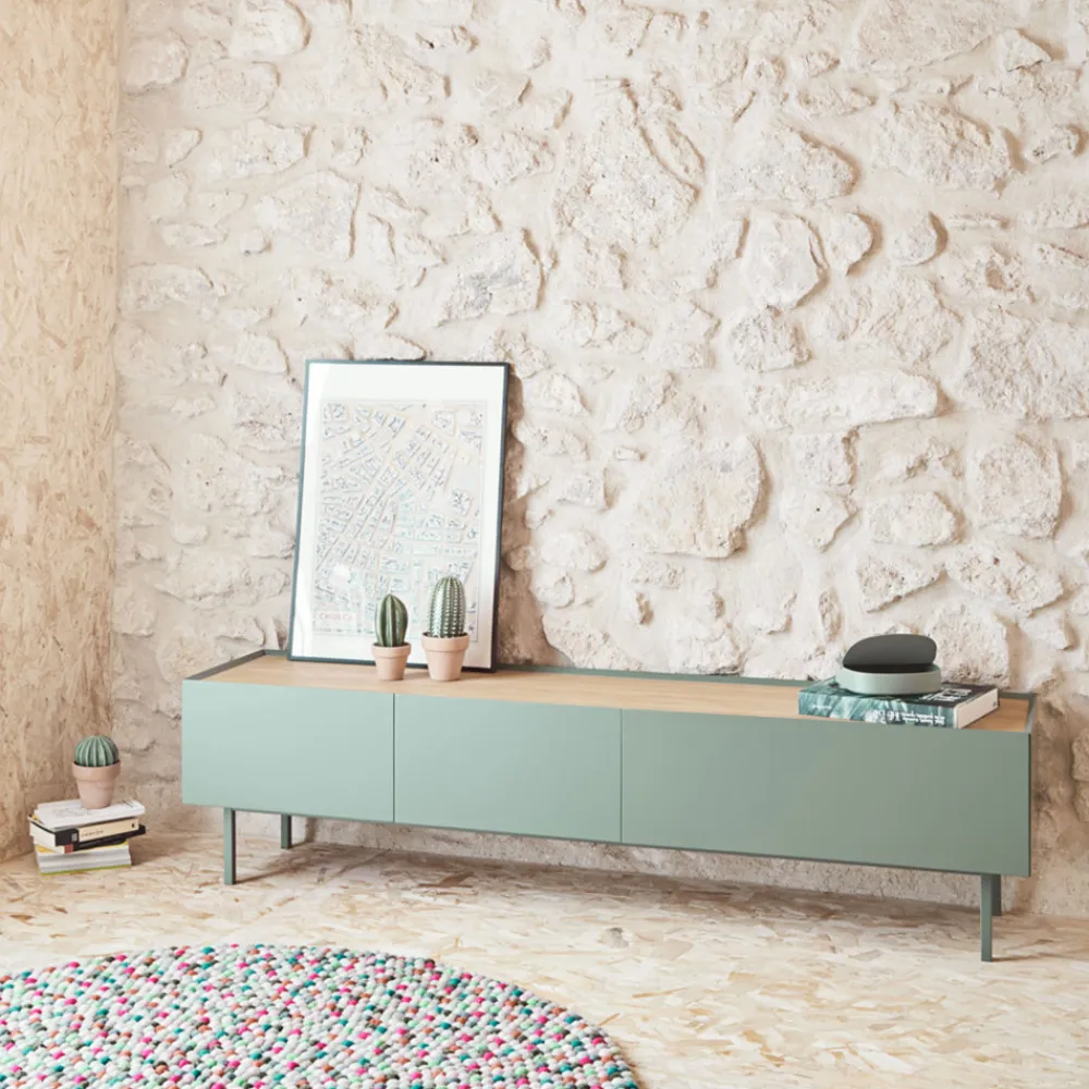 Teulat ARISTA Meuble TV en bois 1 porte 2 tiroirs L180cm