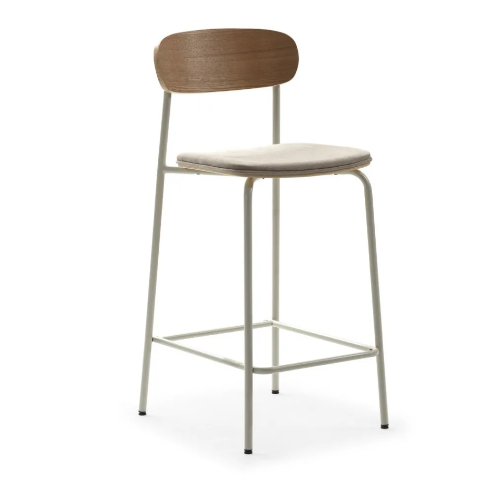 No name ARNO Lot de 2 chaises de bar en tissu et métal H66cm