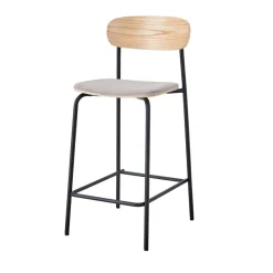 No name ARNO Lot de 2 chaises de bar en tissu et métal H66cm