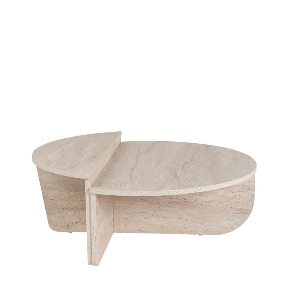 Drawer ASYA Lot de 2 tables basses effet travertin
