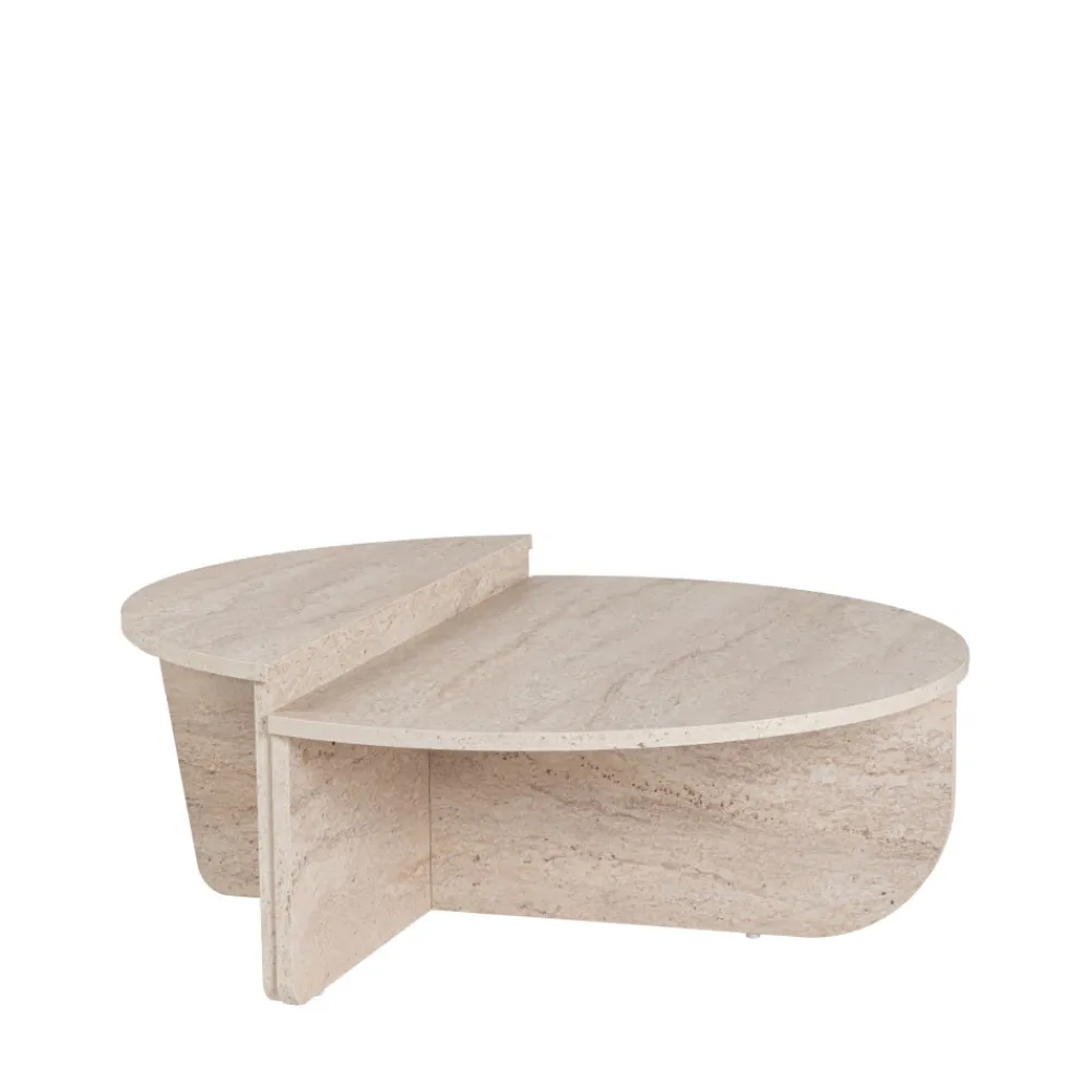 Drawer ASYA Lot de 2 tables basses effet travertin
