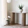 House Nordic ATHENS Console aux bords arrondis effet marbre et bois L120cm