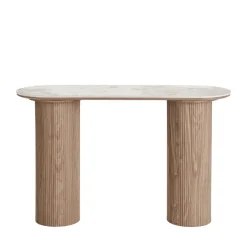 House Nordic ATHENS Console aux bords arrondis effet marbre et bois L120cm