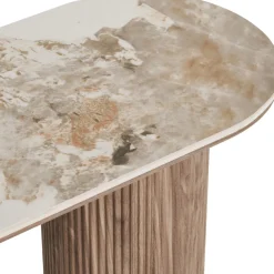 House Nordic ATHENS Console aux bords arrondis effet marbre et bois L120cm