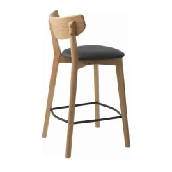 No name AUDE Lot de 2 chaises de bar en bois et simili H67cm
