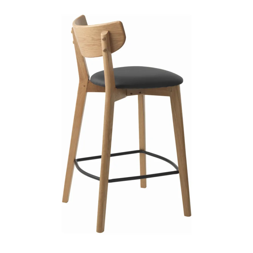 No name AUDE Lot de 2 chaises de bar en bois et simili H67cm