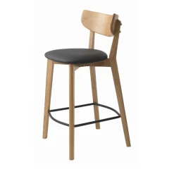No name AUDE Lot de 2 chaises de bar en bois et simili H67cm