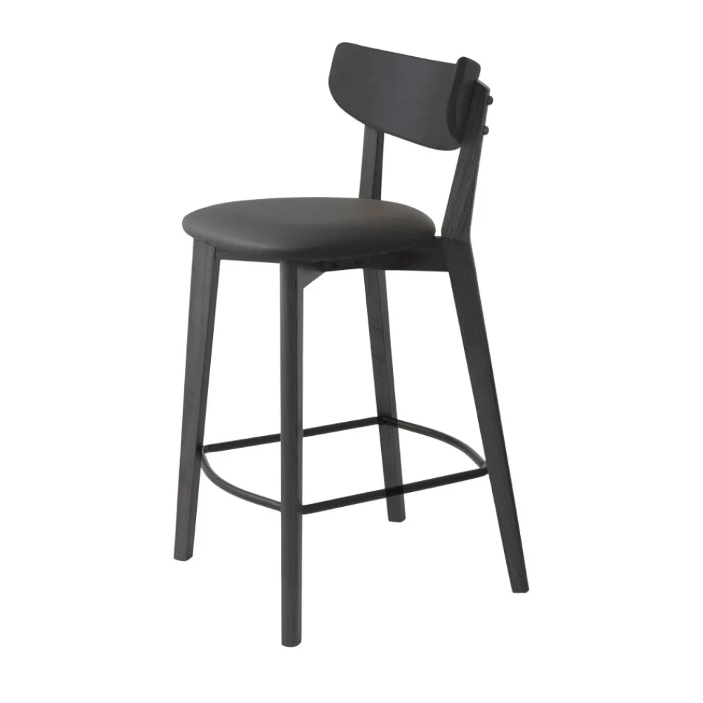 No name AUDE Lot de 2 chaises de bar en bois et simili H67cm