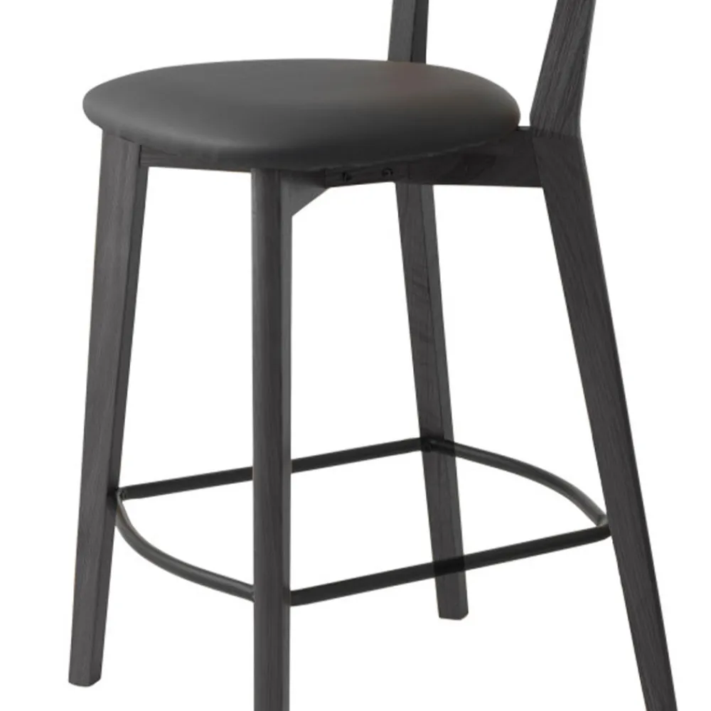 No name AUDE Lot de 2 chaises de bar en bois et simili H67cm
