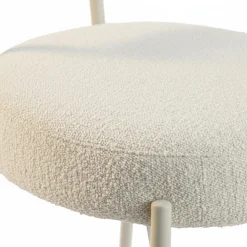 Drawer BADALONA Tabouret de bar en tissu bouclette pieds beiges H65cm