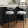 House Nordic BADALONA Tabouret de bar en tissu bouclette et métal H65cm