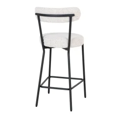 House Nordic BADALONA Tabouret de bar en tissu bouclette et métal H65cm