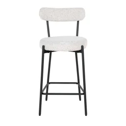 House Nordic BADALONA Tabouret de bar en tissu bouclette et métal H65cm
