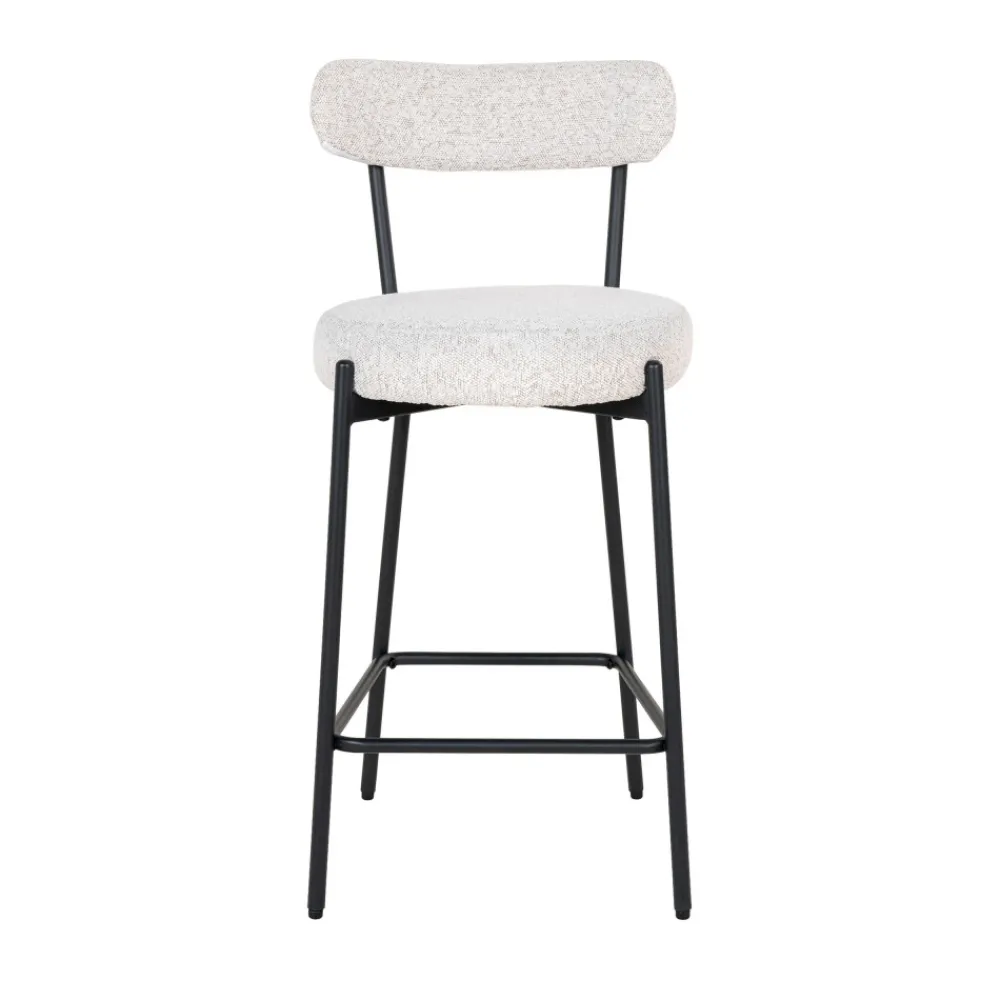 House Nordic BADALONA Tabouret de bar en tissu bouclette et métal H65cm