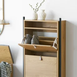 House Nordic BARCO Meuble à chaussures 2 portes en bois et métal L62cm