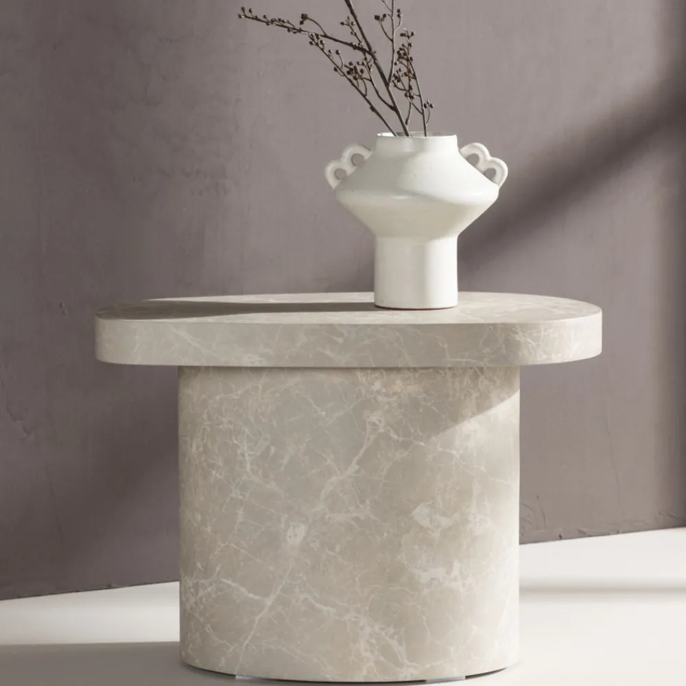 Venture Home BASTAD Table d'appoint organique en effet marbre 50x30cm