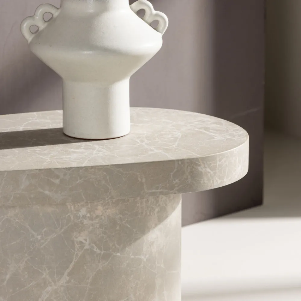 Venture Home BASTAD Table d'appoint organique en effet marbre 50x30cm