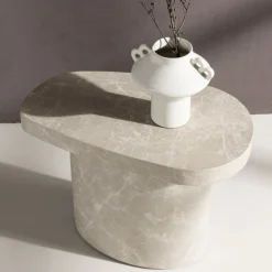 Venture Home BASTAD Table d'appoint organique en effet marbre 50x30cm