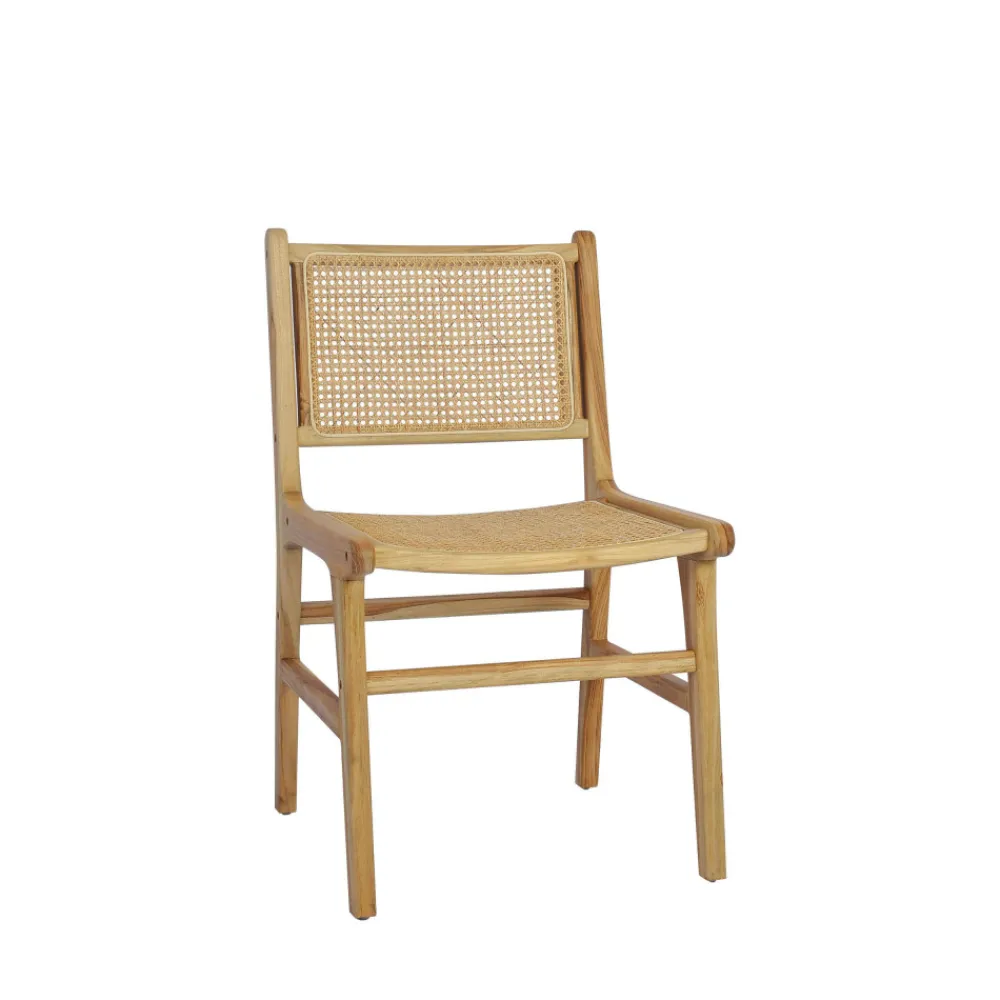 Drawer BASUKI Lot de 2 chaises en teck et cannage
