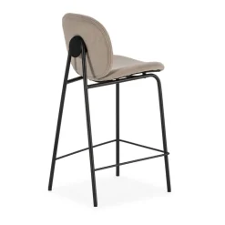 No name BEGA Lot de 2 chaises de bar en tissu et métal H65cm