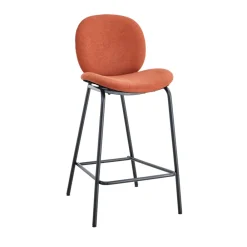 No name BEGA Lot de 2 chaises de bar en tissu et métal H65cm