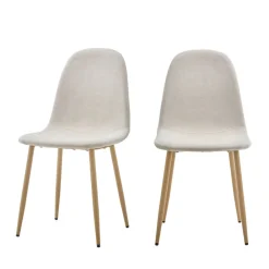 Drawer BELLA Lot de 2 chaises en tissu piètement effet bois