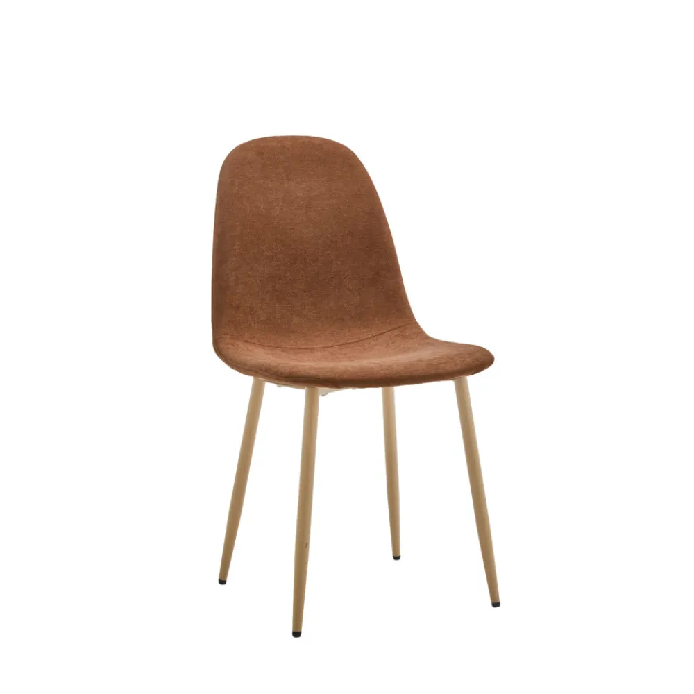 Drawer BELLA Lot de 2 chaises en tissu piètement effet bois