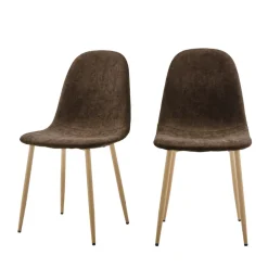 Drawer BELLA Lot de 2 chaises en tissu piètement effet bois