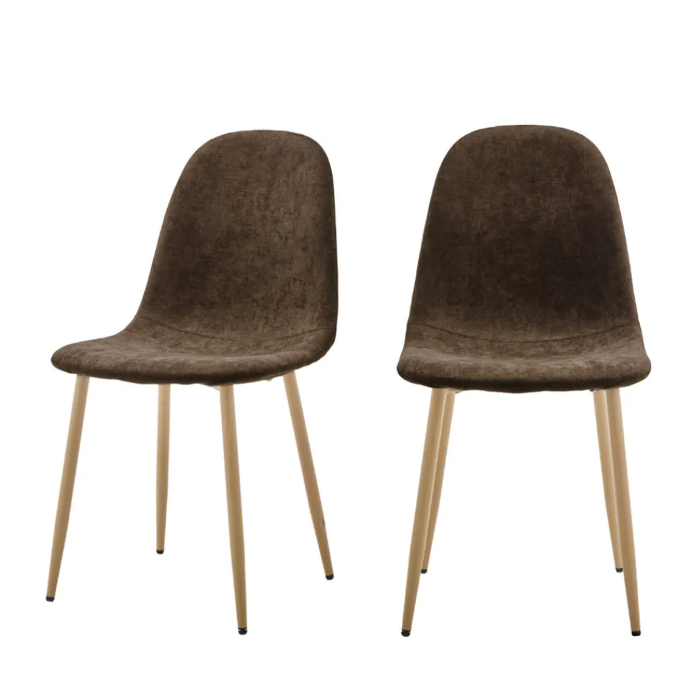 Drawer BELLA Lot de 2 chaises en tissu piètement effet bois