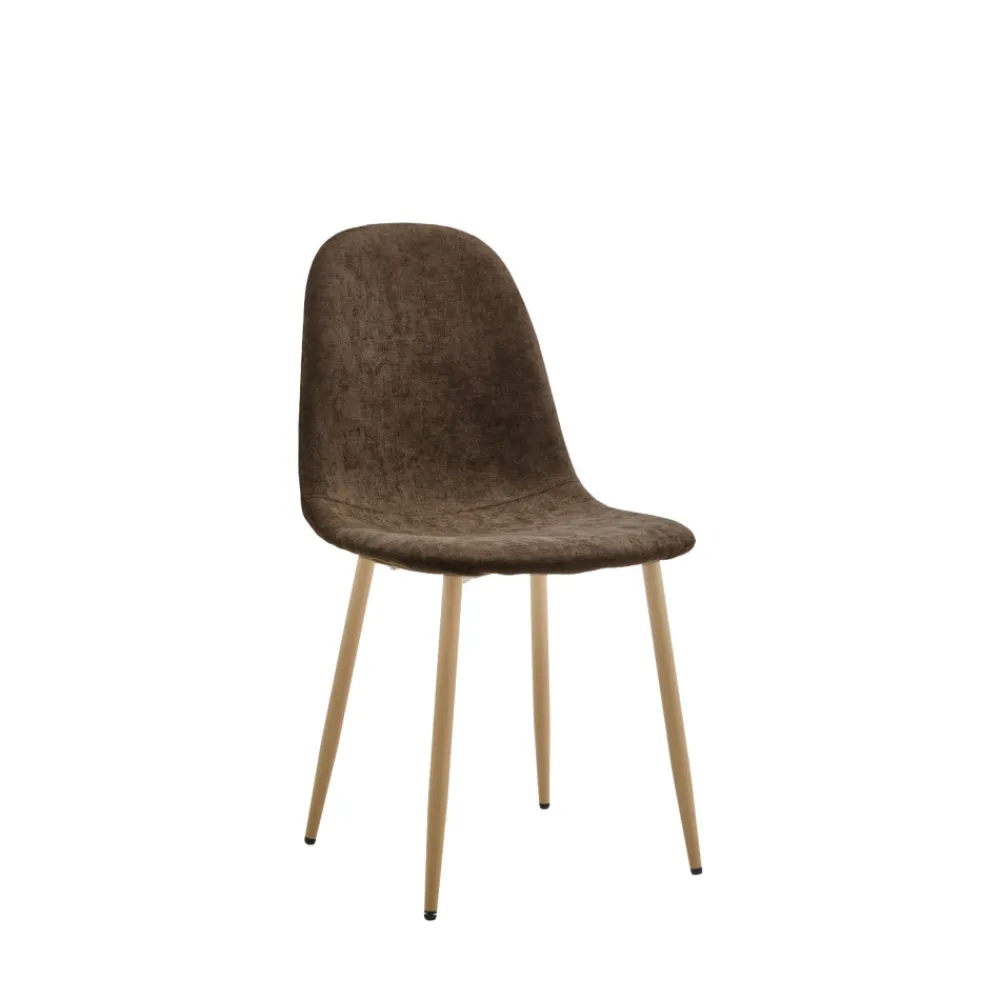 Drawer BELLA Lot de 2 chaises en tissu piètement effet bois