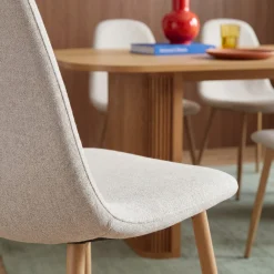Drawer BELLA Lot de 2 chaises en tissu piètement effet bois