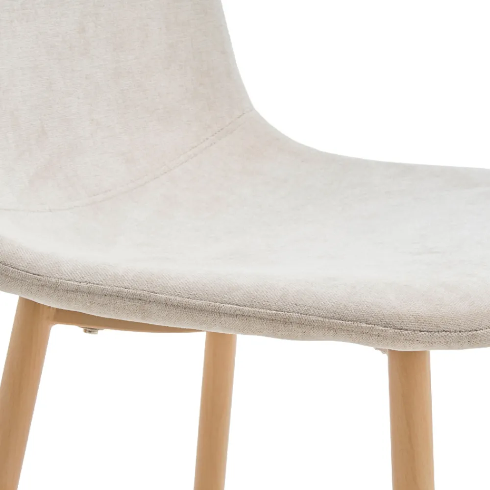 Drawer BELLA Lot de 2 chaises en tissu piètement effet bois