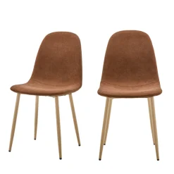 Drawer BELLA Lot de 2 chaises en tissu piètement effet bois