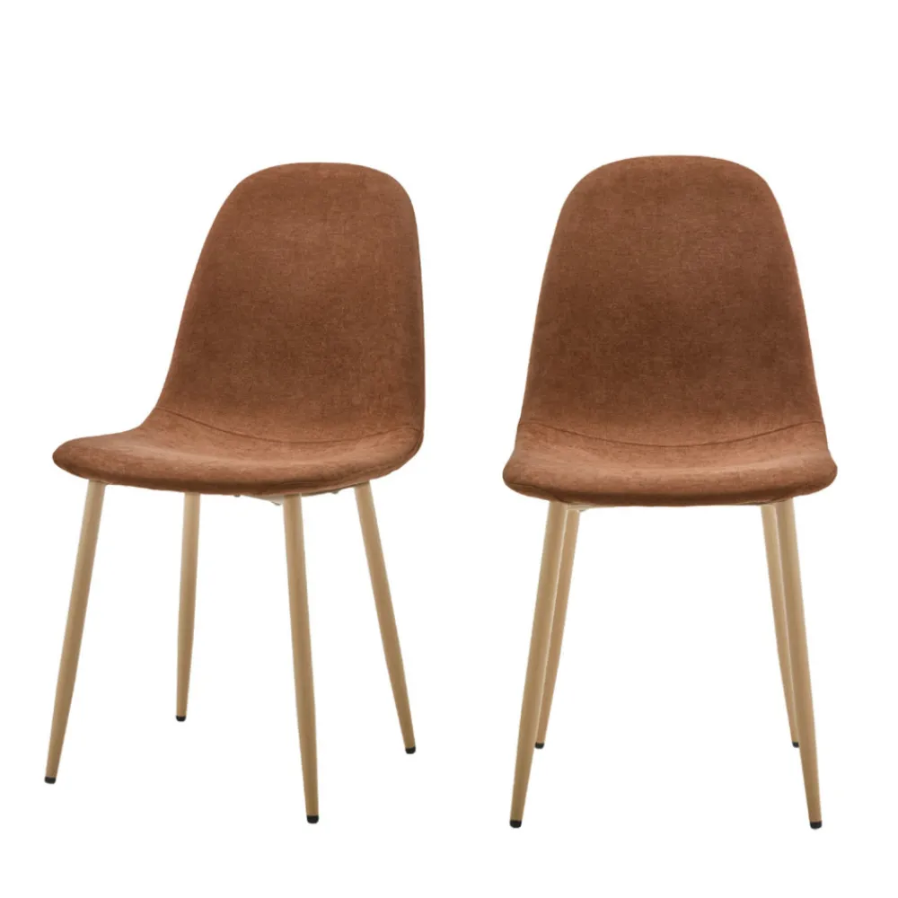 Drawer BELLA Lot de 2 chaises en tissu piètement effet bois