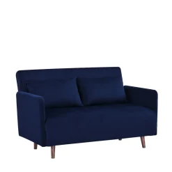 Drawer BELUSHI Canapé convertible 2 places en velours côtelé pieds bois foncé