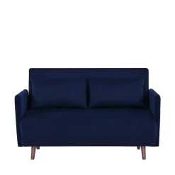 Drawer BELUSHI Canapé convertible 2 places en velours côtelé pieds bois foncé
