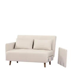 Drawer BELUSHI Canapé convertible 2 places en velours côtelé pieds bois foncé