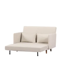 Drawer BELUSHI Canapé convertible 2 places en velours côtelé pieds bois foncé