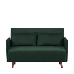 Drawer BELUSHI Canapé convertible 2 places en velours côtelé pieds bois foncé