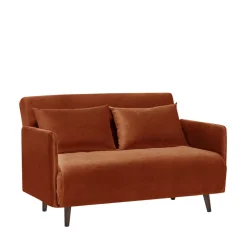 Drawer BELUSHI Canapé convertible 2 places en velours pieds bois foncé