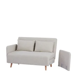 Drawer BELUSHI Canapé convertible 2 places en tissu bouclette pieds bois clair